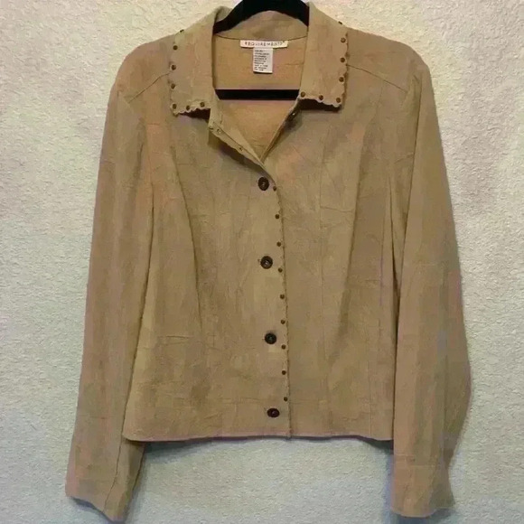 Requirements Tops - Requirements tan faux suede jacket sz XL lightweight fall winter grandmacore